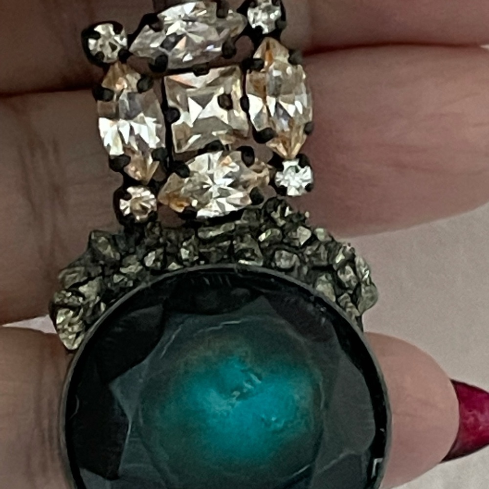 Marni Green, Teal and Clear Crystal Drop Earrings - Picture 3 of 8